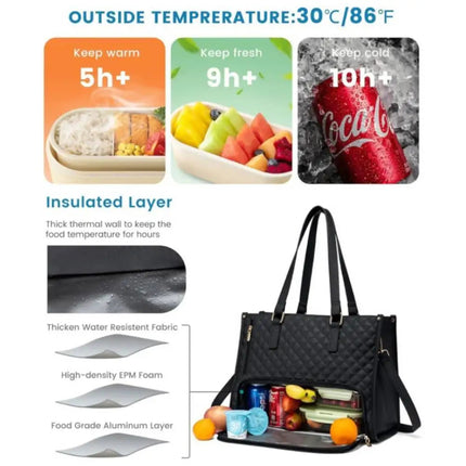 Convenient Commute New Lunch Bag Women's Insulated Lunch Box Women's Leak-proof Large Purse Diagonal Computer Storage