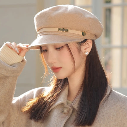 British Style Retro Easy Matching Haijun Hat Peaked Cap Beret