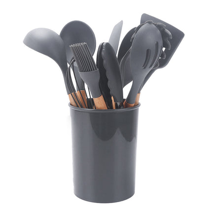 Water Green Storage Bucket Wooden Handle Silicone Kitchenware 11-piece Set