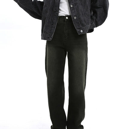 Waisted Straight Tube Retro Jeans With Loose Fitting Wide Leg High Street Mop Pants