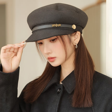 British Style Retro Easy Matching Haijun Hat Peaked Cap Beret