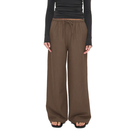 Women's Waist Drawstring Straight-leg Trousers Casual Pants