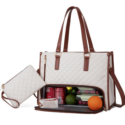 Convenient Commute New Lunch Bag Women's Insulated Lunch Box Women's Leak-proof Large Purse Diagonal Computer Storage