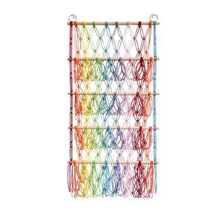Four-layer Wooden Stick Toy Storage Net Pocket Storage Rack Decorative Woven Storage Rack Multi-layer