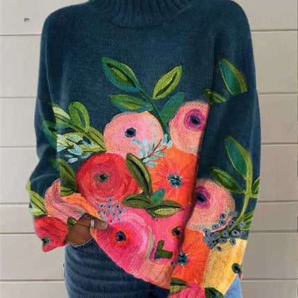 Women's Christmas Printed Turtleneck Sweater