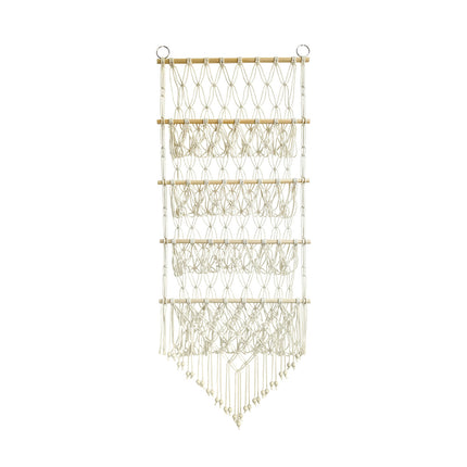 Four-layer Wooden Stick Toy Storage Net Pocket Storage Rack Decorative Woven Storage Rack Multi-layer