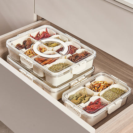 Portable Eight-compartment Spice Storage Crisper Seasoning Box Sealed Jar Refrigerator Storage Box