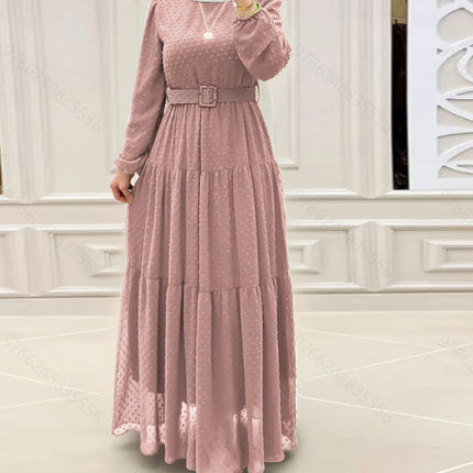 Women's Pure Color Elegant Robe With Belt Dress