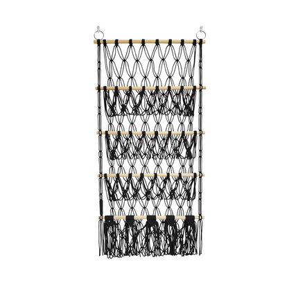 Four-layer Wooden Stick Toy Storage Net Pocket Storage Rack Decorative Woven Storage Rack Multi-layer