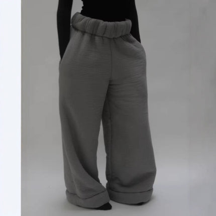 Women's Street Fashion Casual Loose Wide-leg Pants Solid Color