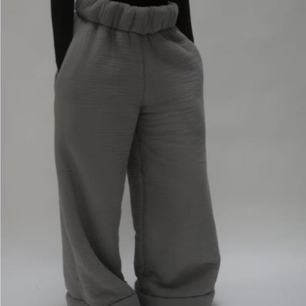 Women's Street Fashion Casual Loose Wide-leg Pants Solid Color