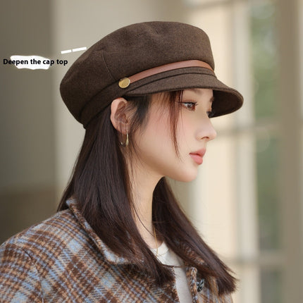 British Style Retro Easy Matching Haijun Hat Peaked Cap Beret