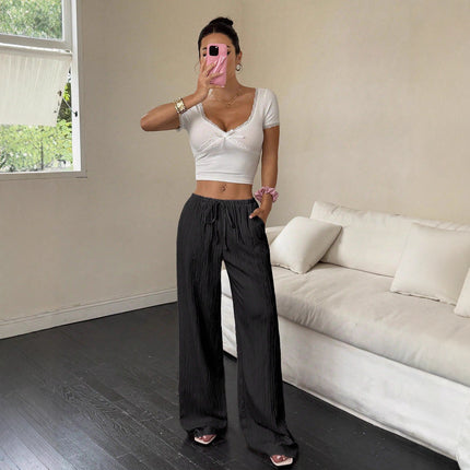 All-matching Lace-up Waist Trimming Fashion Casual Women's Trousers