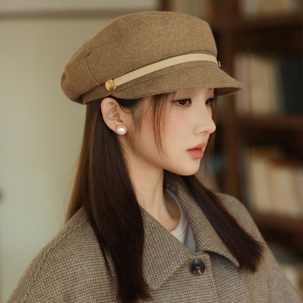 British Style Retro Easy Matching Haijun Hat Peaked Cap Beret