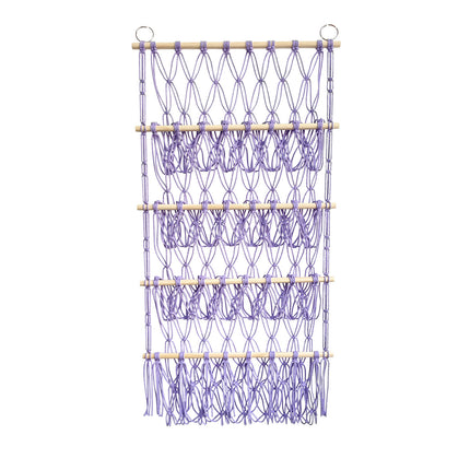Four-layer Wooden Stick Toy Storage Net Pocket Storage Rack Decorative Woven Storage Rack Multi-layer