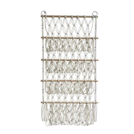 Four-layer Wooden Stick Toy Storage Net Pocket Storage Rack Decorative Woven Storage Rack Multi-layer