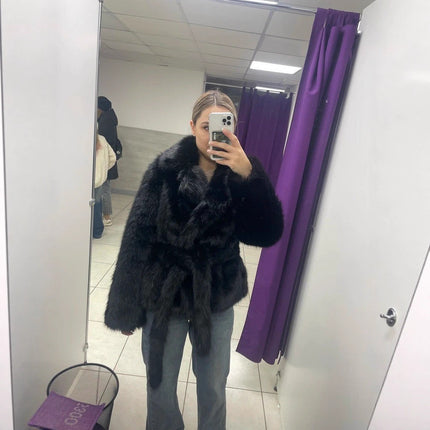 Polo Collar Plush Loose Environmental Protection Coat