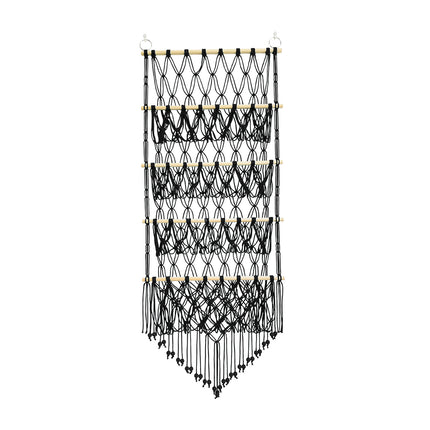 Four-layer Wooden Stick Toy Storage Net Pocket Storage Rack Decorative Woven Storage Rack Multi-layer